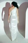 Buy_AMRTA by GUNEET KONDAL_Silver 90% Jersey One-shoulder Draped Maxi Dress 