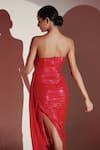 AMRTA by GUNEET KONDAL_Red 90% China Lurex Straight Arched Corset Maxi Dress _Online_at_Aza_Fashions