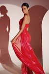 Shop_AMRTA by GUNEET KONDAL_Red 90% China Lurex Straight Arched Corset Maxi Dress _Online_at_Aza_Fashions