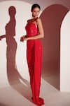 Shop_AMRTA by GUNEET KONDAL_Red 90% China Lurex Straight Arched Corset Maxi Dress _at_Aza_Fashions