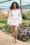 Amrta By Guneet Kondal_White Off-shoulder Streets Of Peru Short Dress_Online_at_Aza_Fashions