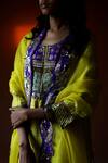 Shop_Pooja Singhal_Yellow Tussar Silk Embroidered Hand Straight Kurta Draped Dhoti Pant Set_Online_at_Aza_Fashions