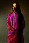 Buy_Pooja Singhal_Pink Silk Tie Dye Bandhani Stand Collar And Floral Sequin Work Kurta Pant Set _Online_at_Aza_Fashions