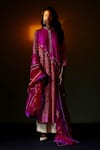 Shop_Pooja Singhal_Pink Silk Tie Dye Bandhani Stand Collar And Floral Sequin Work Kurta Pant Set _at_Aza_Fashions