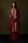 Buy_Pooja Singhal_Pink Tissue Embroidery Sequin Round Blossom Striped Kurta Gharara Set _at_Aza_Fashions