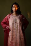 Pooja Singhal_Pink Tissue Embroidery Sequin Round Blossom Striped Kurta Gharara Set _Online_at_Aza_Fashions