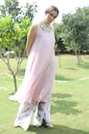 Buy_Swatee Singh_Pink Georgette Embroidery Halter Neck Kurta And Palazzo Set _Online_at_Aza_Fashions