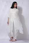 Buy_Sonali Gupta_White 50% Silk Embroidered Aari Round Poncho Kurta Pant Set  _Online_at_Aza_Fashions