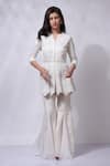 Sonali Gupta_White Silk Hand Embroidered Peplum Top Sharara Set _Online_at_Aza_Fashions