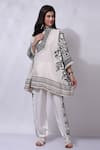 Buy_Sonali Gupta_White 50% Silk Embroidered Aari High Collar Poncho And Pant Set  _Online_at_Aza_Fashions