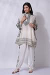 Shop_Sonali Gupta_White 50% Silk Embroidered Aari High Collar Poncho And Pant Set  _Online_at_Aza_Fashions