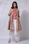 Buy_Sonali Gupta_Pink Silk Aari Embroidered Jacket Skirt Set _at_Aza_Fashions