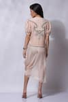Shop_Sonali Gupta_Peach 100% Silk Embroidered Hand Asymmetric Dress With Blouse _at_Aza_Fashions