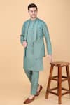 Buy_Manish Nagdeo_Green Silk Embroidery Geometric Print Bundi And Kurta Set 