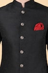 Manish Nagdeo_Black Sherwani Art Silk Brocade Floral Pattern With Pant _at_Aza_Fashions