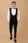 Manish Nagdeo_Black Tuxedo Luxury Velvet Plain And Trouser Set _Online_at_Aza_Fashions