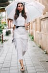 Buy_Style Junkiie_White Denim Solid Skirt  _at_Aza_Fashions