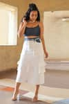 Style Junkiie_White Denim Solid Skirt  _Online_at_Aza_Fashions