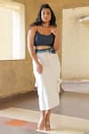 Buy_Style Junkiie_White Denim Solid Skirt  _Online_at_Aza_Fashions