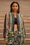 Buy_AK-OK_Multi Color Silk Sequins, Embroidery 3d Floral Embellished Bomber Jacket _Online_at_Aza_Fashions