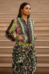 AK-OK_Multi Color Silk Sequins, Embroidery 3d Floral Embellished Bomber Jacket _at_Aza_Fashions