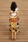 Shop_AK-OK_Multi Color Silk Printed Abstract Shirt With Floral Applique Skirt  _at_Aza_Fashions