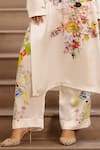 Shop_AK-OK_Cream Silk Printed Floral Round Blossom Kurta With Trouser _Online_at_Aza_Fashions