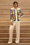 Buy_AK-OK_Cream Silk Graphic Print Shirt And Pant Set _at_Aza_Fashions