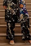 Buy_AK-OK_Black Silk Floral Print Robe And Pant Set _Online_at_Aza_Fashions