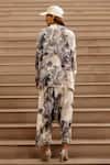 Shop_AK-OK_Blue Silk Ink Bleed Print Shirt With Pant _at_Aza_Fashions