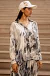 Buy_AK-OK_Blue Silk Ink Bleed Print Shirt With Pant _Online_at_Aza_Fashions