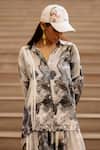 AK-OK_Blue Silk Ink Bleed Print Shirt With Pant _at_Aza_Fashions