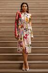 Buy_AK-OK_Multi Color Cotton Printed Abstract Band Collar Thread Embroidered Jacket _at_Aza_Fashions