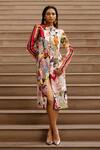 Buy_AK-OK_Multi Color Cotton Printed Abstract Band Collar Thread Embroidered Jacket _Online_at_Aza_Fashions