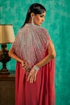 Shop_Shian_Pink Georgette Embroidered Crystal High Embellished Cape Sharara Set  _at_Aza_Fashions