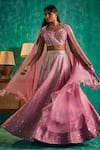 Shop_Shian_Purple Silk Dupion Embroidered Crystal Sweetheart Embellished Lehenga Set _at_Aza_Fashions