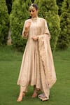 Buy_Safaa_Ivory Vegan Silk Woven And Embroidered Floral Pattern & Azalea Anarkali Set _at_Aza_Fashions