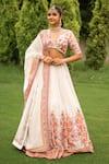 Buy_Safaa_White Vegan Silk Woven And Embroidered Floral Gulaabdaar Pattern Lehenga Set _at_Aza_Fashions