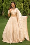 Buy_Safaa_White Vegan Silk Woven And Embroidered Floral Stripe Pattern Parisa Lehenga Set _at_Aza_Fashions