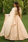 Shop_Safaa_White Vegan Silk Woven And Embroidered Floral Stripe Pattern Parisa Lehenga Set _at_Aza_Fashions