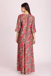 Shop_Tanu Malhotra_Brown Cotton Silk Digital Printed Floral V Neck Tunic And Pant Set _at_Aza_Fashions