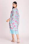 Shop_Tanu Malhotra_Blue Cotton Silk Digital Printed Floral Round Cape With Dress  _at_Aza_Fashions