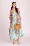 Buy_Tanu Malhotra_Multi Color Cotton Silk Printed Floral Asymmetric Jacket With Dress  _at_Aza_Fashions