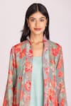 Buy_Tanu Malhotra_Multi Color Cotton Silk Printed Floral Asymmetric Jacket With Dress  _Online_at_Aza_Fashions