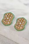 Buy_Joules by Radhika_Green Applique, Beads Agate Embellished Earrings _at_Aza_Fashions