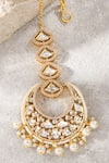 Shop_Joules by Radhika_Gold Plated Embellished Kundan Mangtikka _at_Aza_Fashions