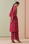 Shop_Chandrima_Fuchsia Chanderi Embroidered Beads Round Kurta And Straight Pant Set _at_Aza_Fashions