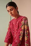 Buy_Chandrima_Fuchsia Chanderi Embroidered Beads Round Kurta And Straight Pant Set _Online_at_Aza_Fashions