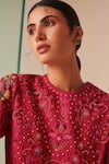 Shop_Chandrima_Fuchsia Chanderi Embroidered Beads Round Kurta And Straight Pant Set _Online_at_Aza_Fashions