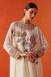 Buy_Chandrima_Ivory Silk Georgette Embroidered Beads Round Floral Kurta And Pant Set _Online_at_Aza_Fashions